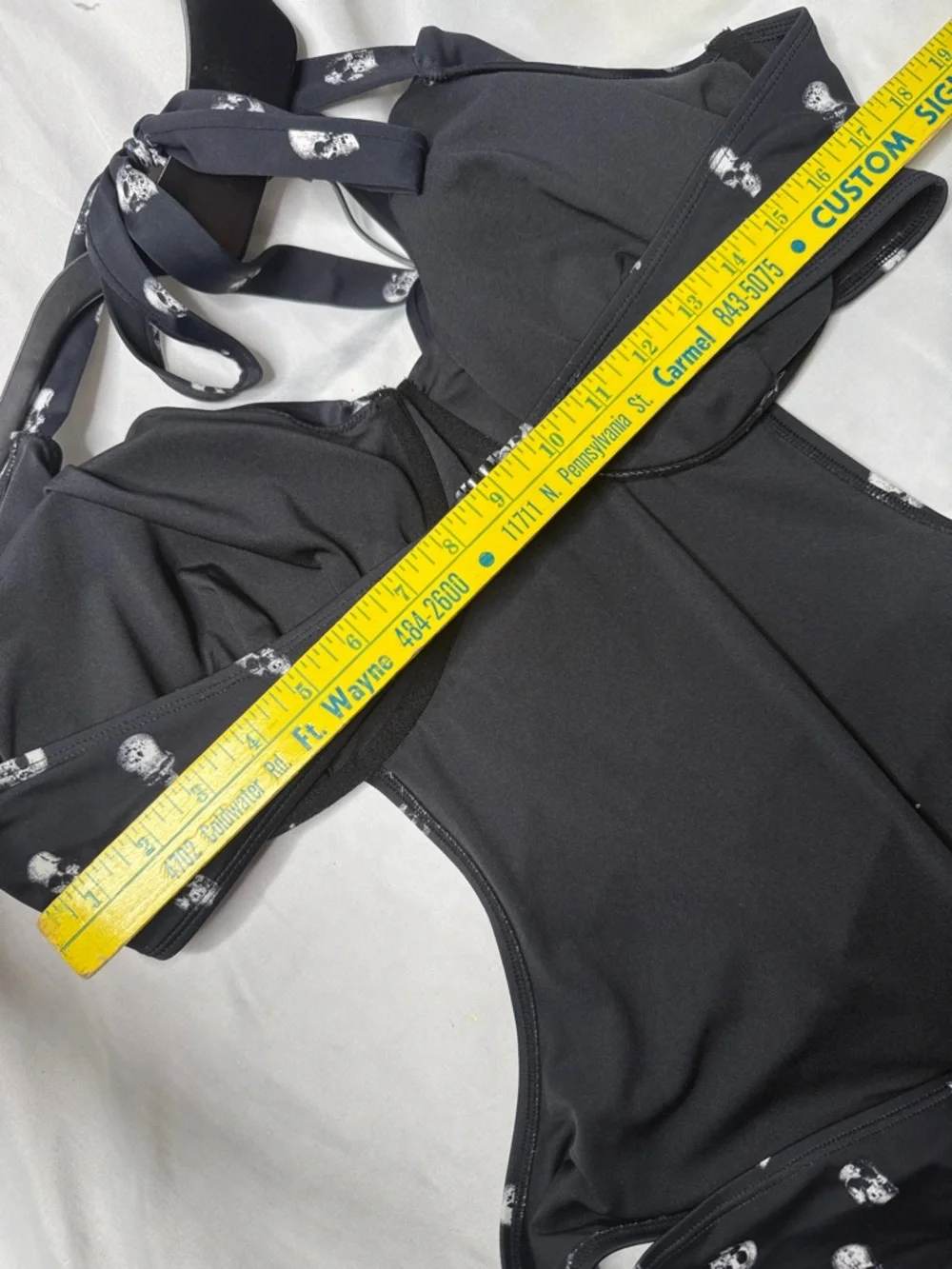 Killstar Black Halter Cutout One-Piece Swimsuit with White Skull Print - Picture 8 of 8